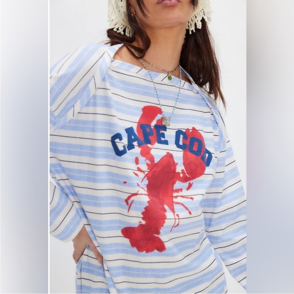 Free People Ragabond By The Sea Maxi Tee ~Cape Cod~ size xs NWOT oversized - Picture 3 of 9
